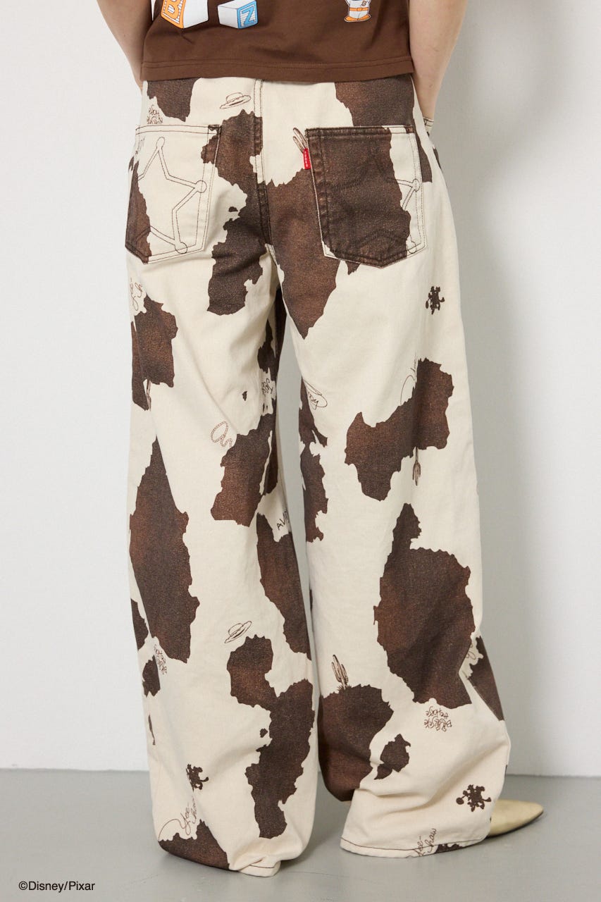 (TOY STORY)COW PATTERN パンツ 柄WHT S