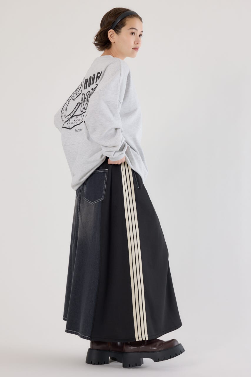 カスタムトラック デニムスカート 柄BLK FREE