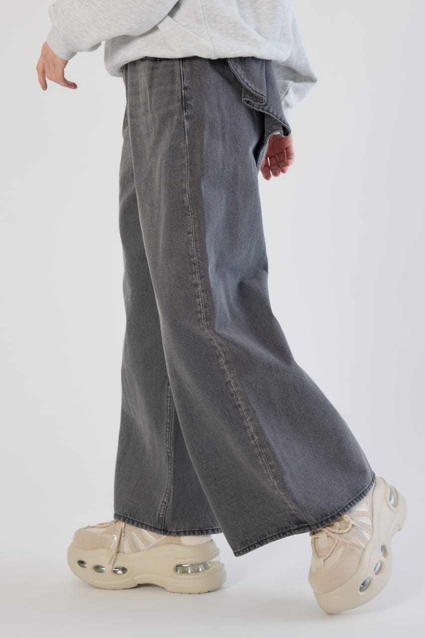 ビッグリボンデニムパンツ BLK S