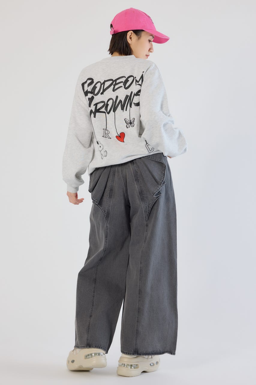 ビッグリボンデニムパンツ BLK S