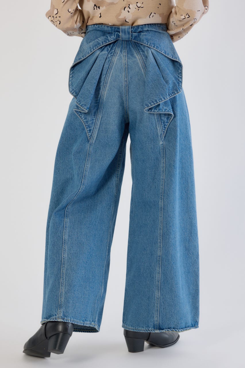 ビッグリボンデニムパンツ BLU S
