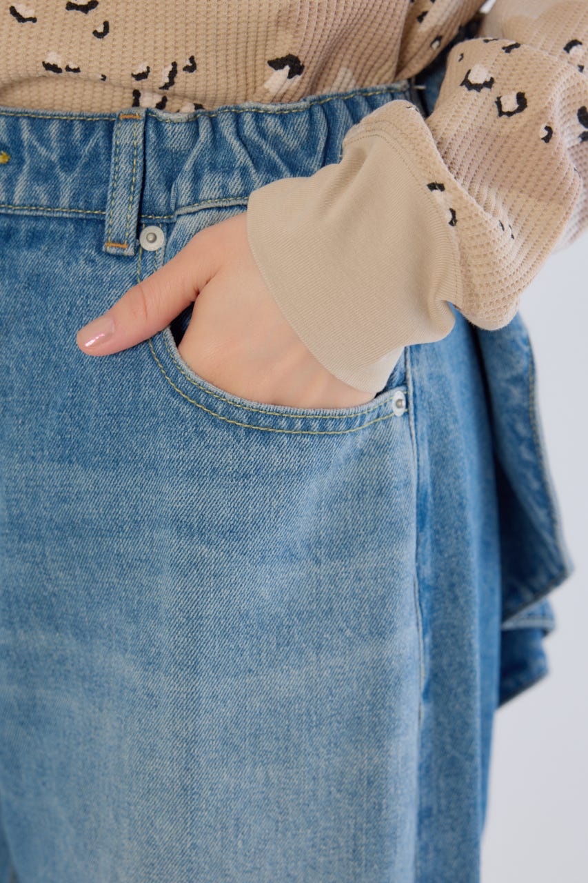 ビッグリボンデニムパンツ BLU S