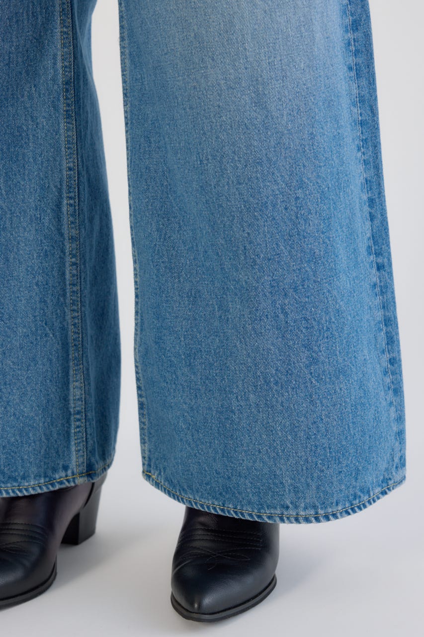 ビッグリボンデニムパンツ BLU S