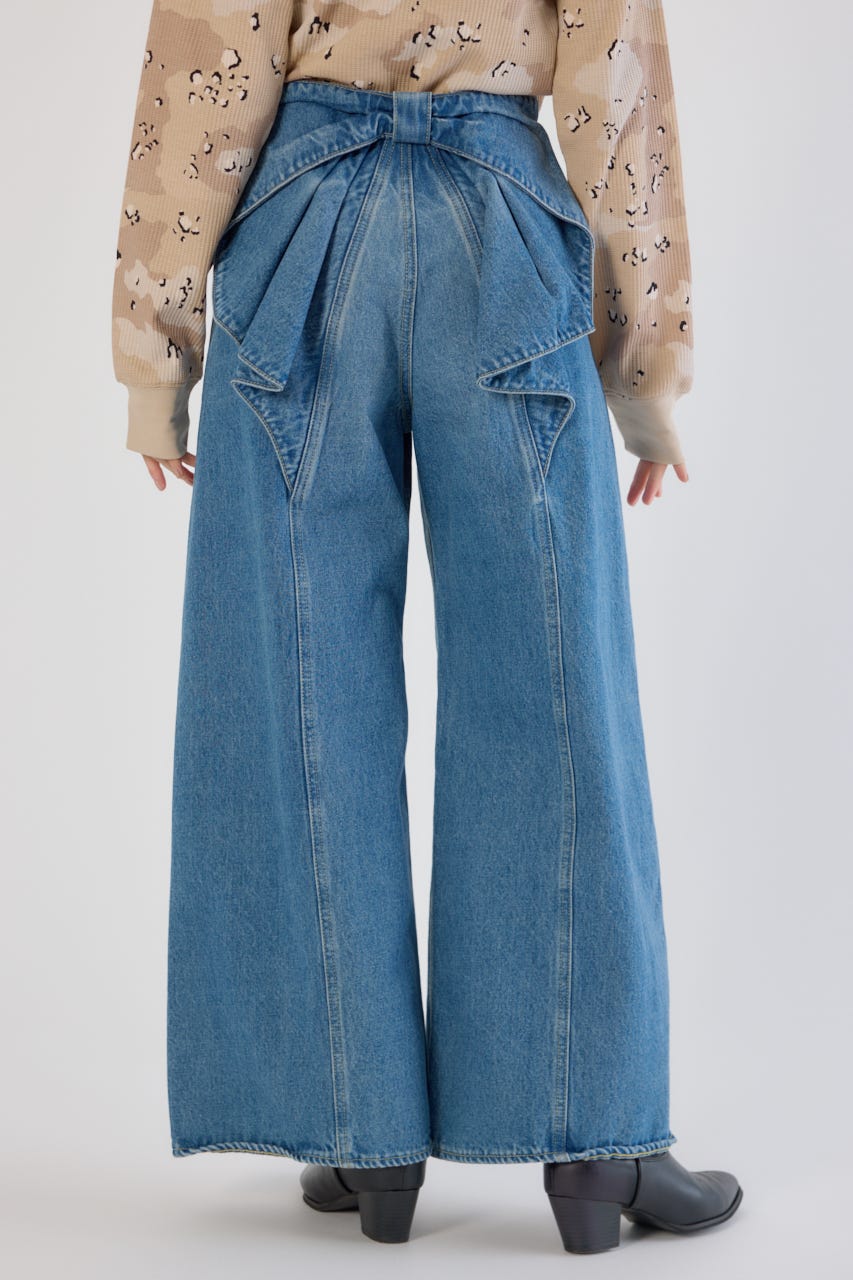 ビッグリボンデニムパンツ BLU S