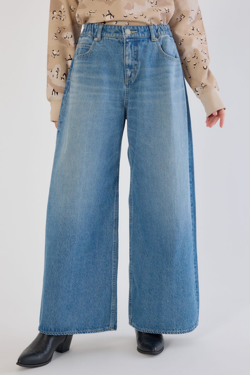 ビッグリボンデニムパンツ BLU S