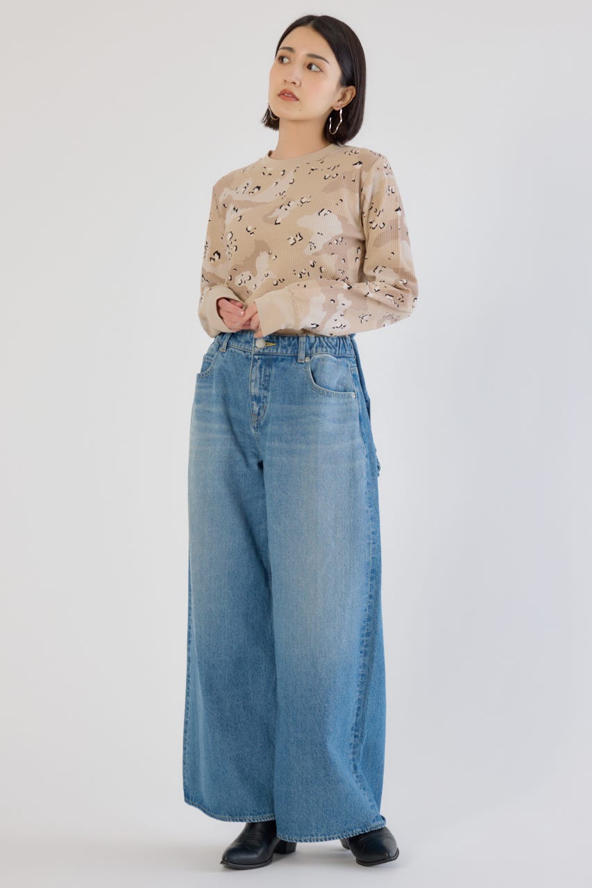 ビッグリボンデニムパンツ BLU S