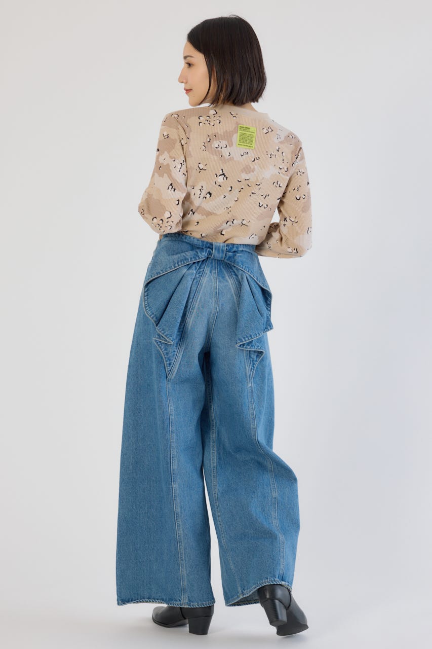 ビッグリボンデニムパンツ BLU S