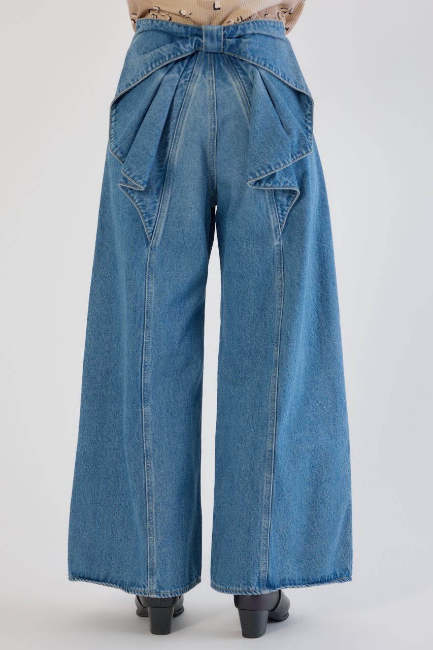 ビッグリボンデニムパンツ BLU S