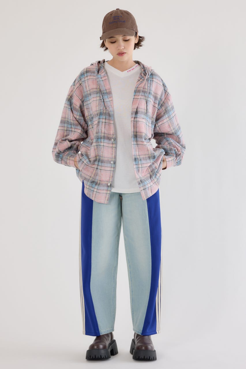 ヴィンテージチェックフードシャツ 柄PNK FREE