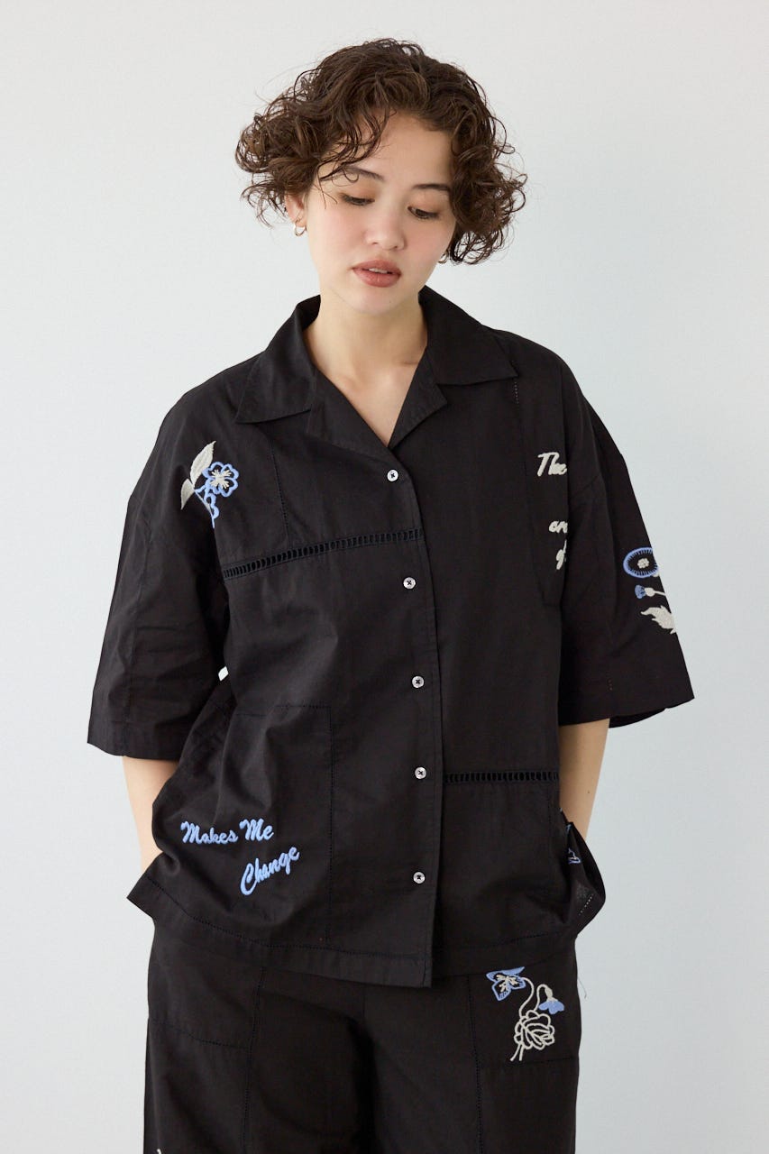 INDIA EMBROIDERY シャツ BLK FREE