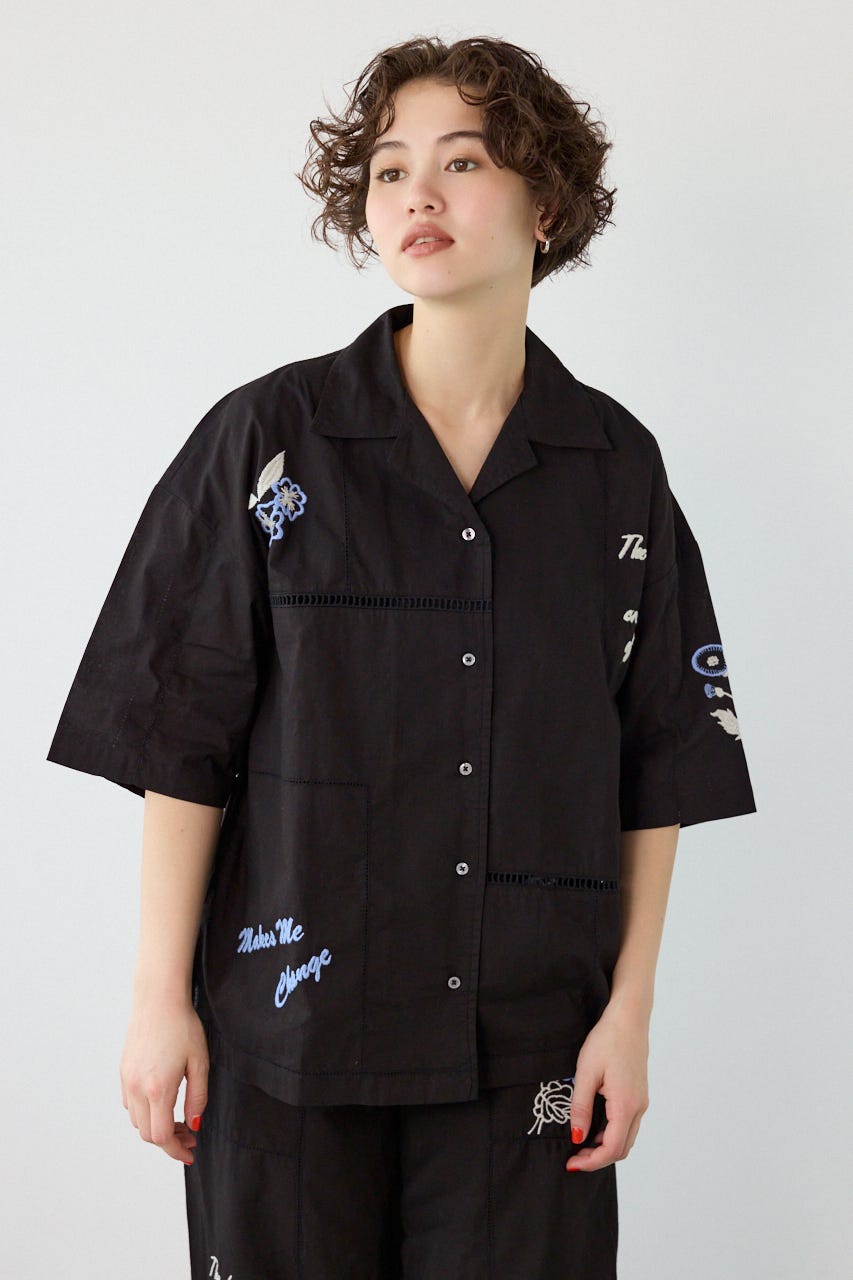 INDIA EMBROIDERY シャツ BLK FREE