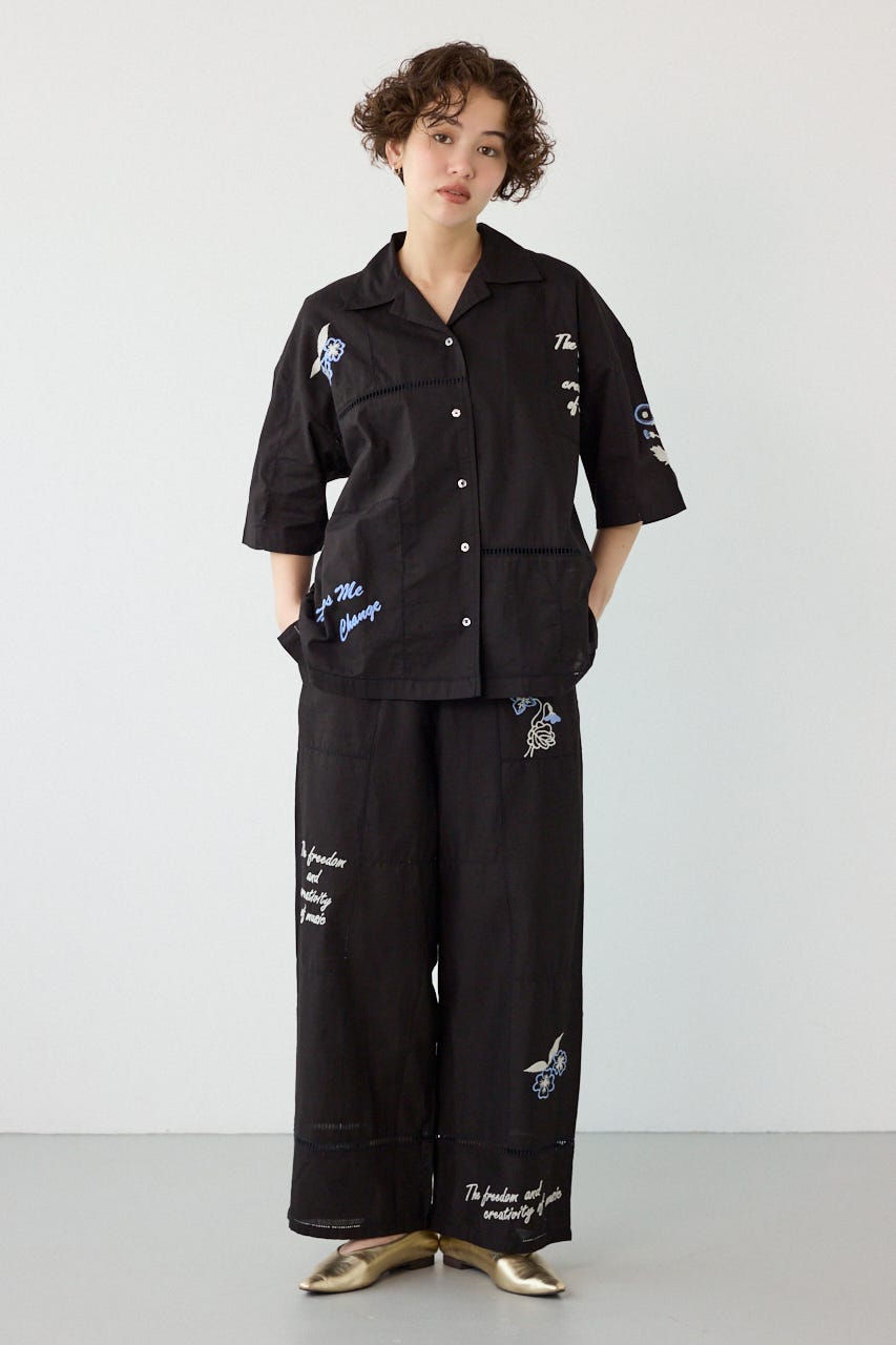 INDIA EMBROIDERY シャツ BLK FREE