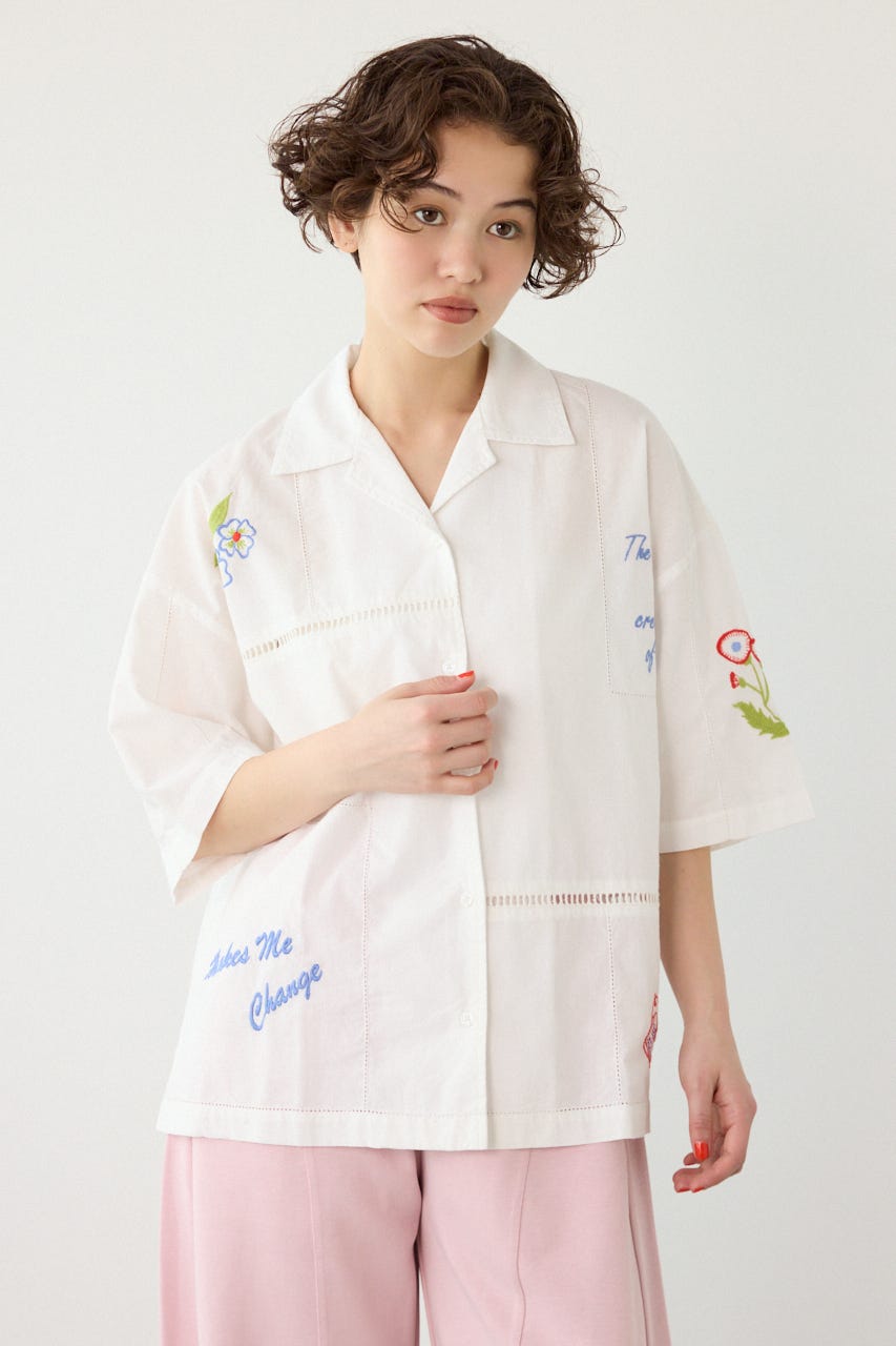 INDIA EMBROIDERY シャツ O/WHT FREE