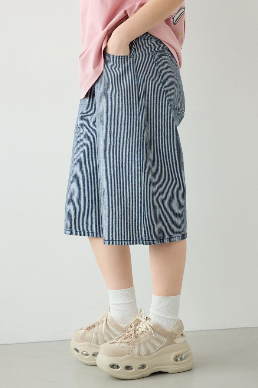 ワイド バミューダパンツ 柄NVY M