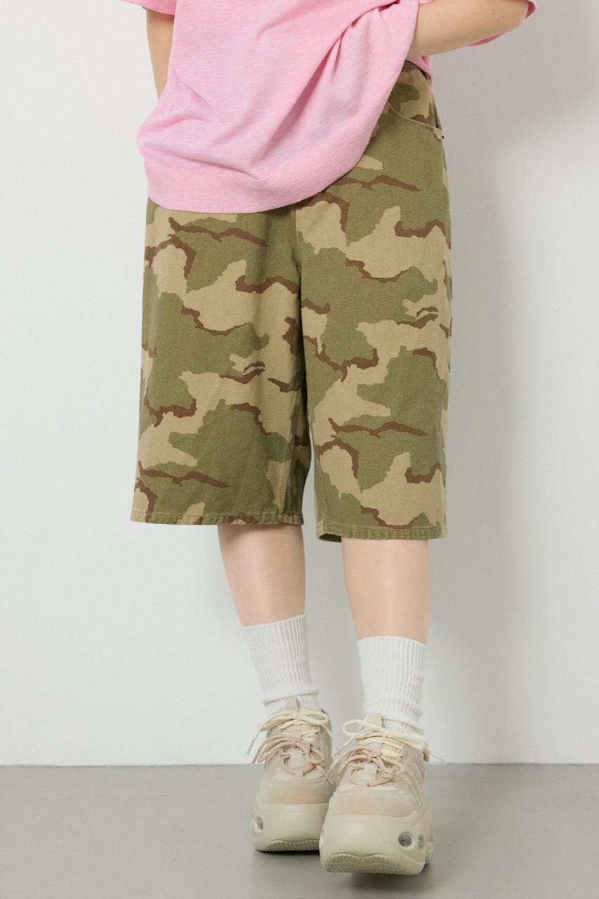 ワイド バミューダパンツ 迷彩 S
