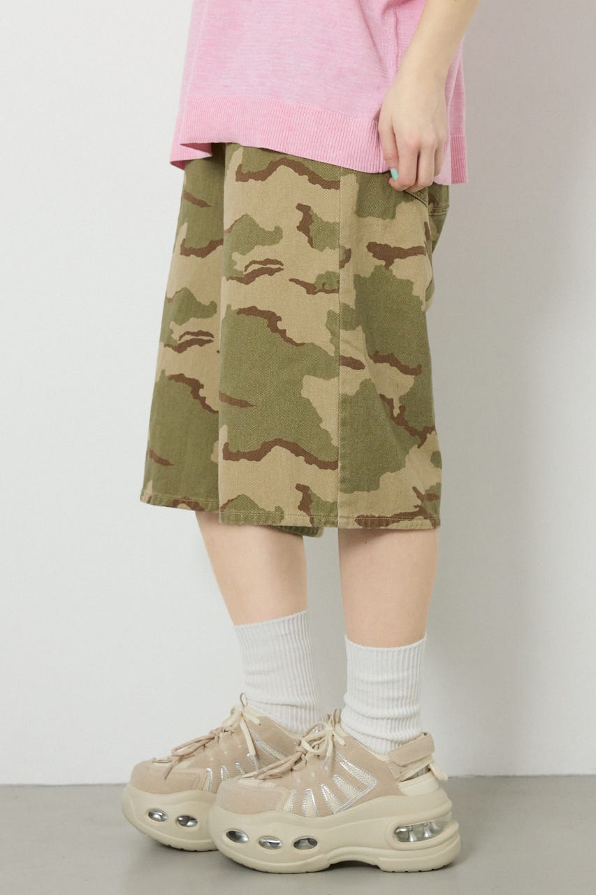 ワイド バミューダパンツ 迷彩 S