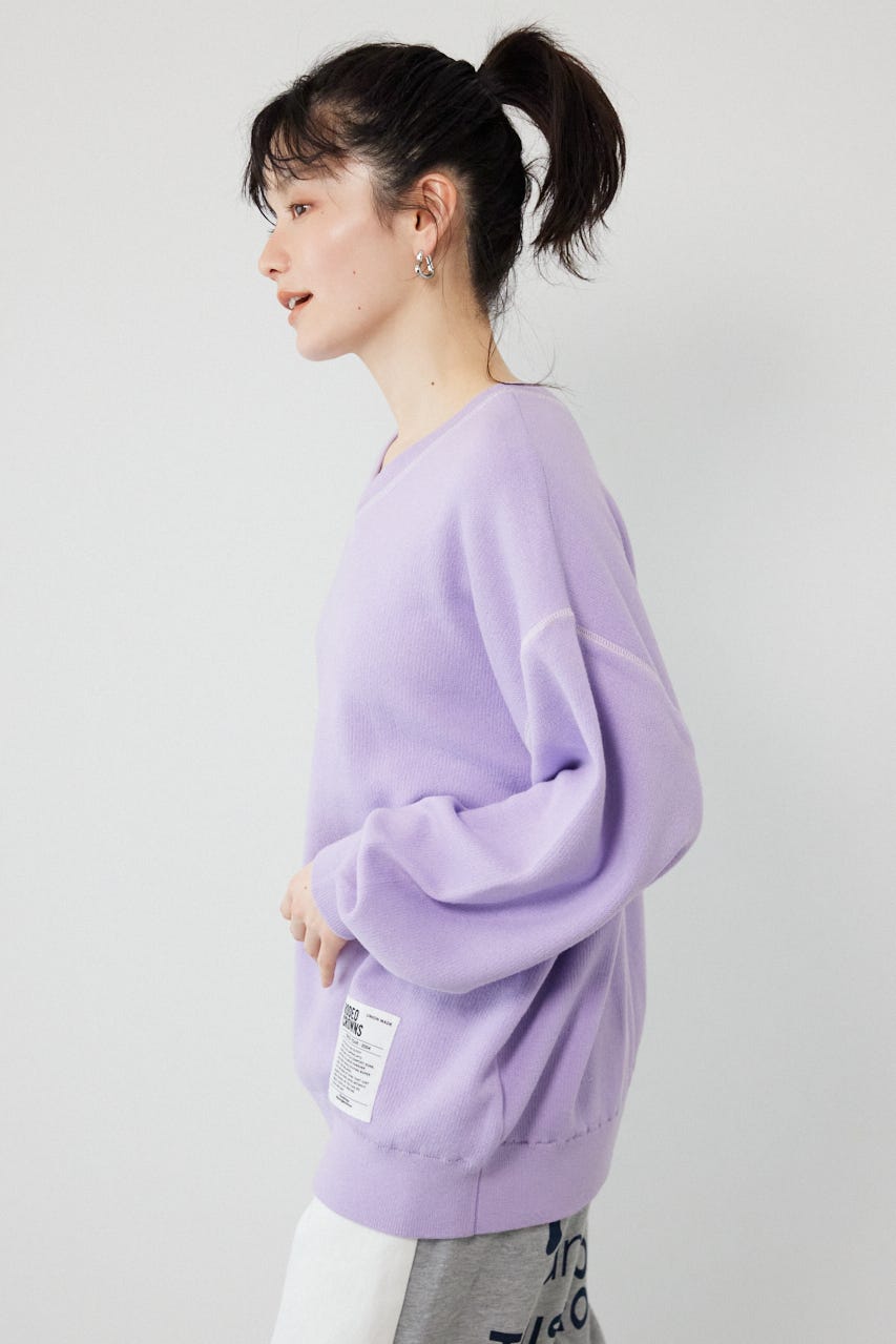 スウェットライク2wayネックニットトップス L/PUR FREE
