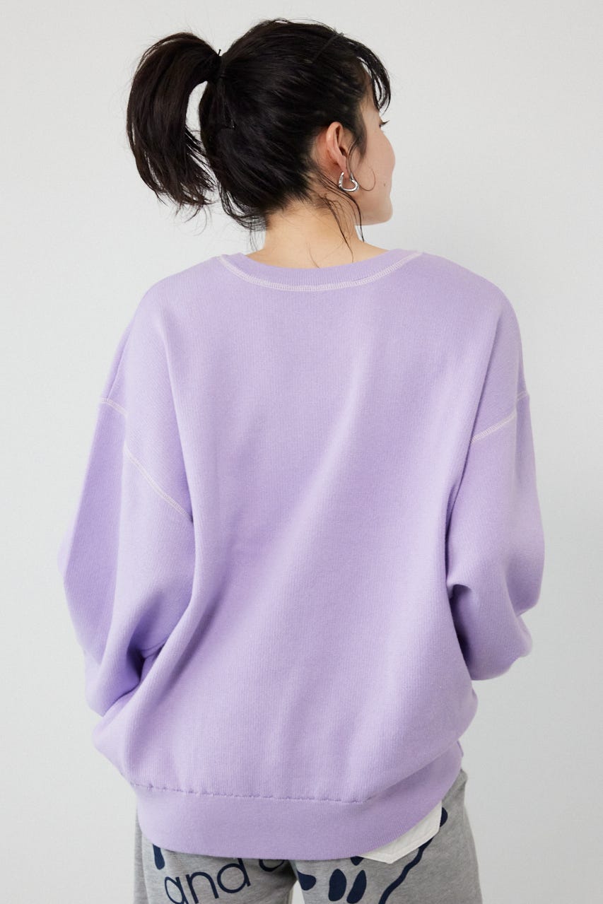 スウェットライク2wayネックニットトップス L/PUR FREE