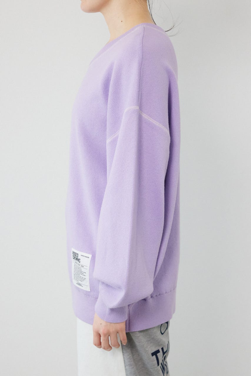 スウェットライク2wayネックニットトップス L/PUR FREE