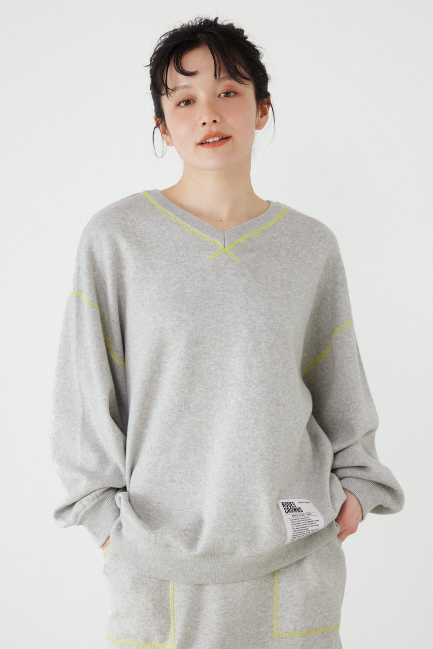 スウェットライク2wayネックニットトップス L/T.GRY FREE