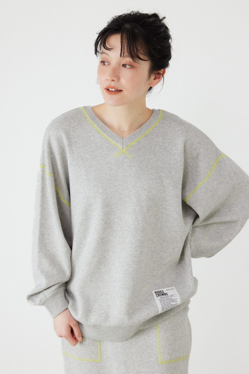 スウェットライク2wayネックニットトップス L/T.GRY FREE