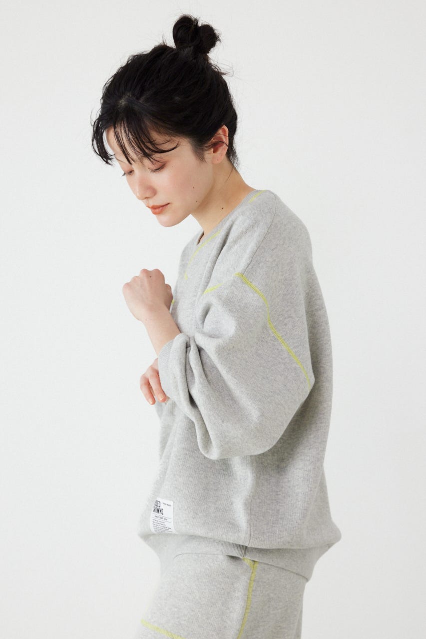 スウェットライク2wayネックニットトップス L/T.GRY FREE