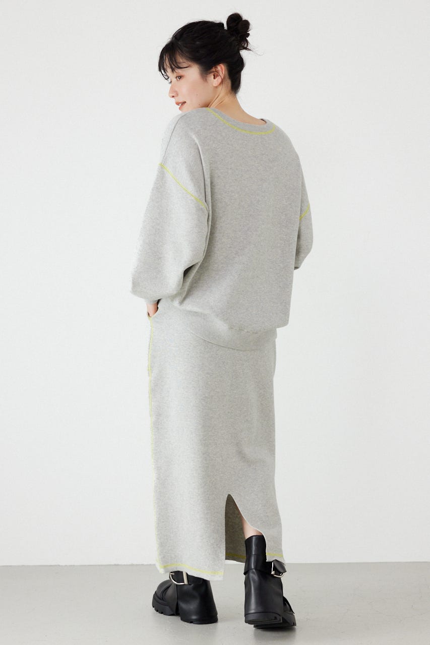 スウェットライク2wayネックニットトップス L/T.GRY FREE