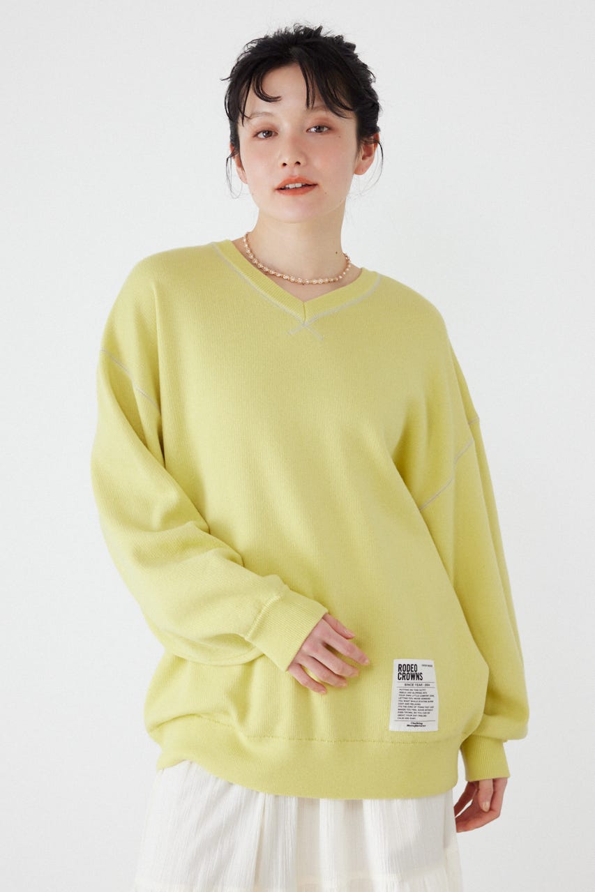 スウェットライク2wayネックニットトップス L/YEL FREE