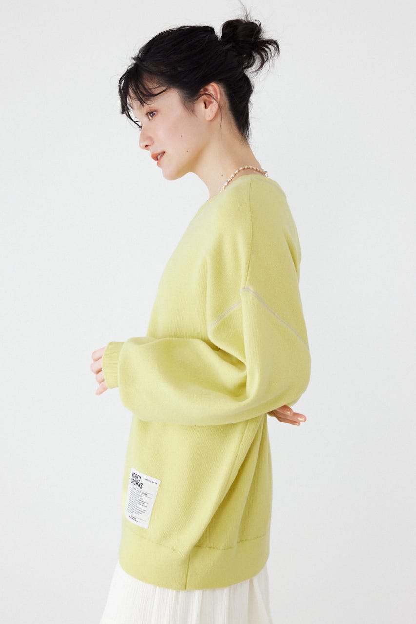 スウェットライク2wayネックニットトップス L/YEL FREE