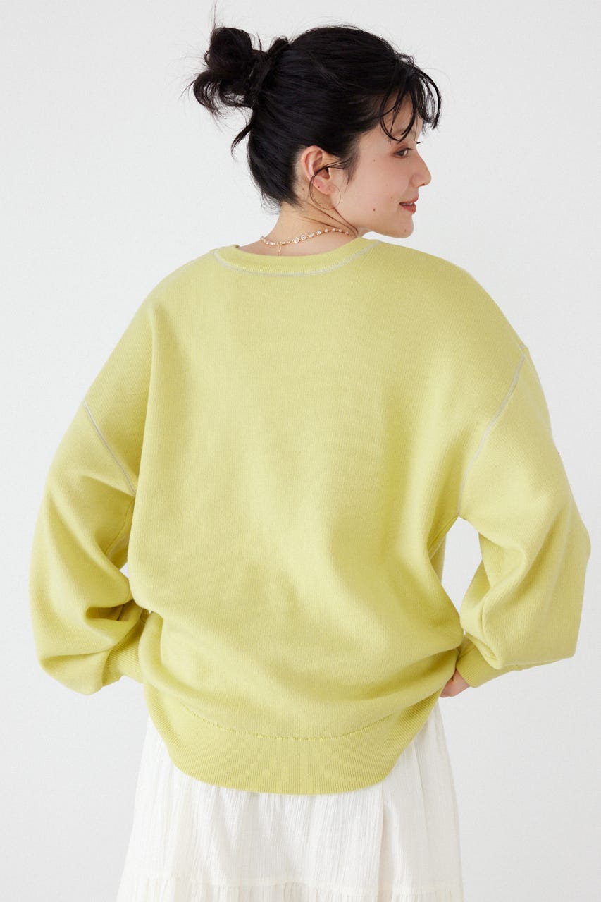 スウェットライク2wayネックニットトップス L/YEL FREE