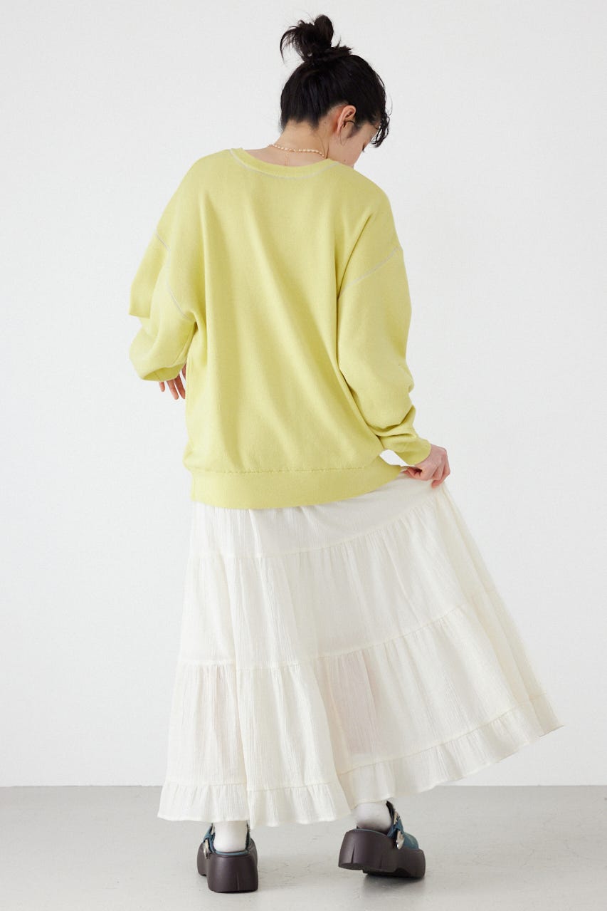 スウェットライク2wayネックニットトップス L/YEL FREE