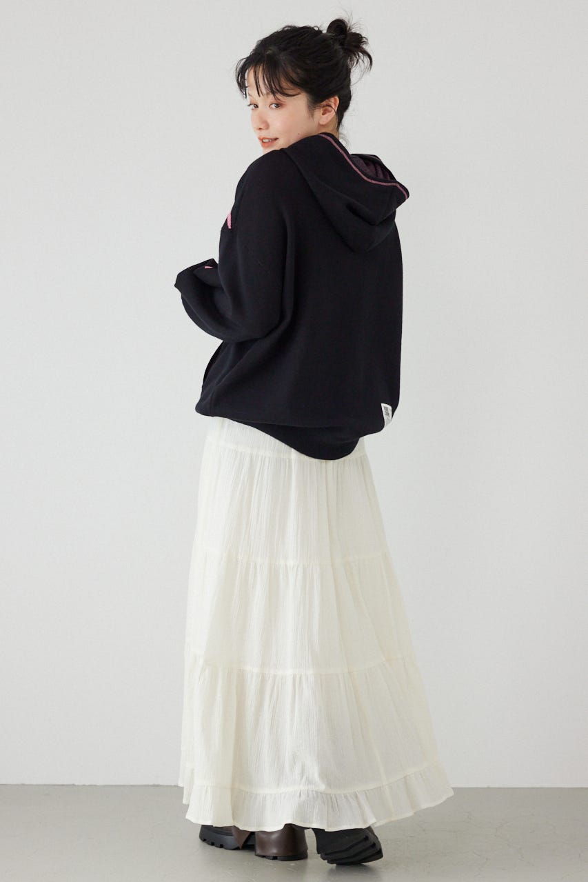 スウェットライクフロントロゴニットフーディー BLK FREE