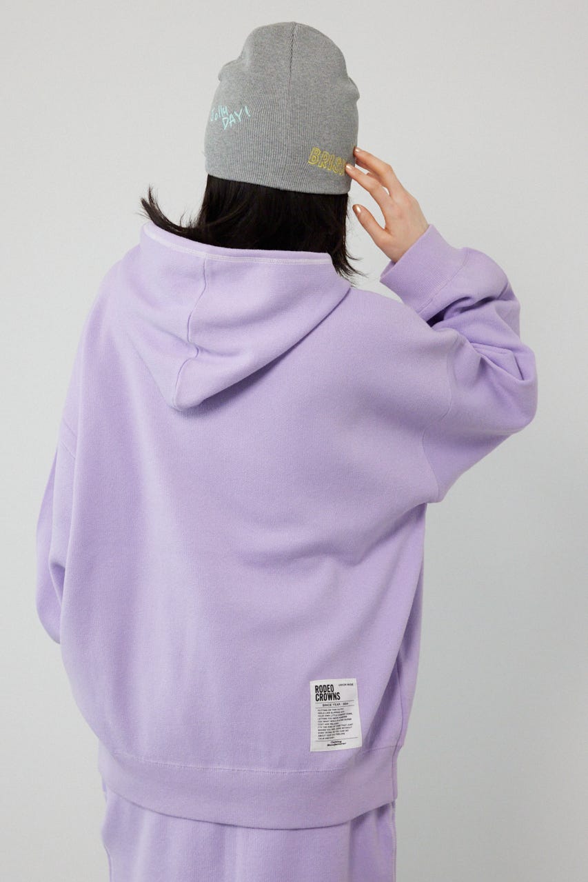 スウェットライクフロントロゴニットフーディー L/PUR FREE