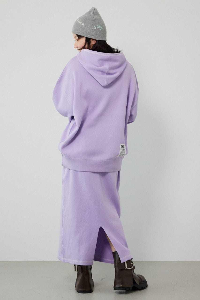 スウェットライクフロントロゴニットフーディー L/PUR FREE