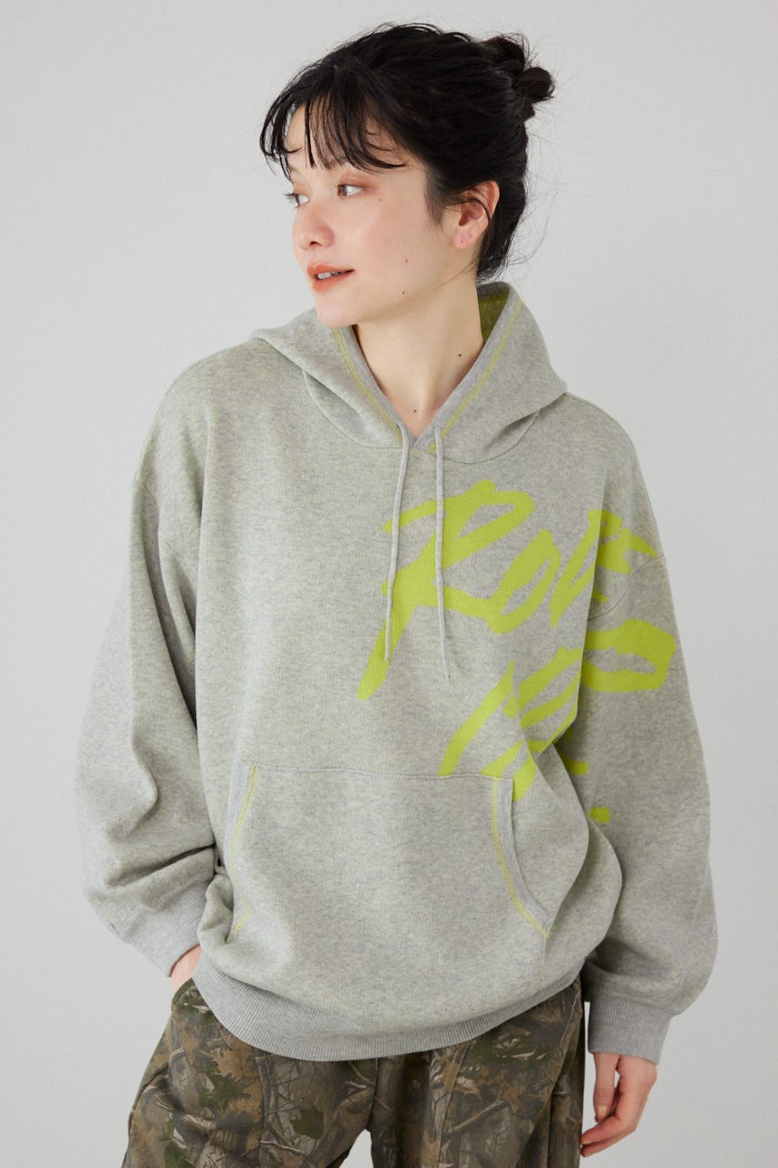 スウェットライクフロントロゴニットフーディー L/T.GRY FREE