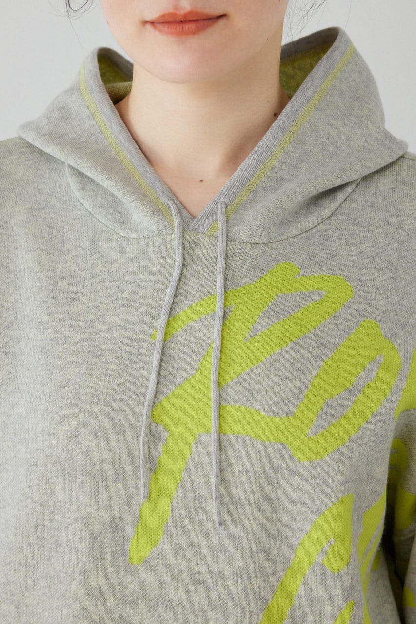 スウェットライクフロントロゴニットフーディー L/T.GRY FREE
