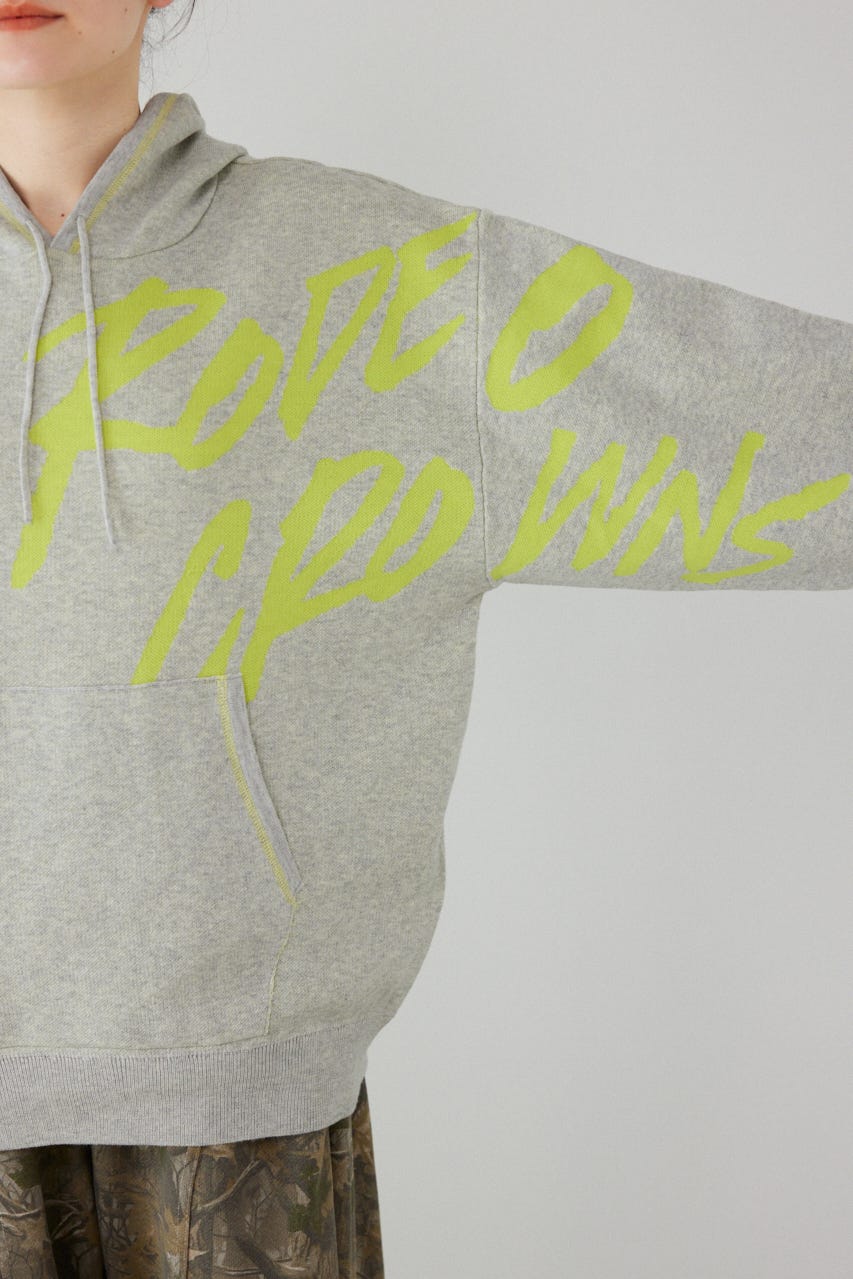 スウェットライクフロントロゴニットフーディー L/T.GRY FREE