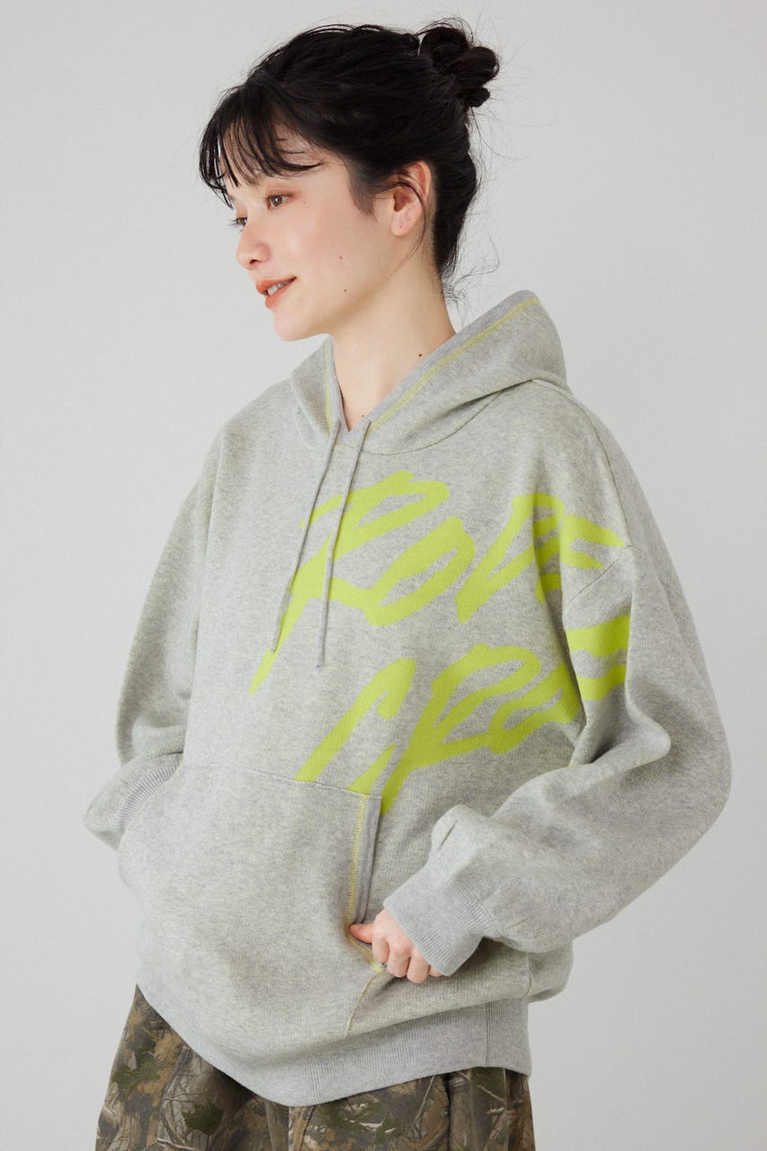 スウェットライクフロントロゴニットフーディー L/T.GRY FREE