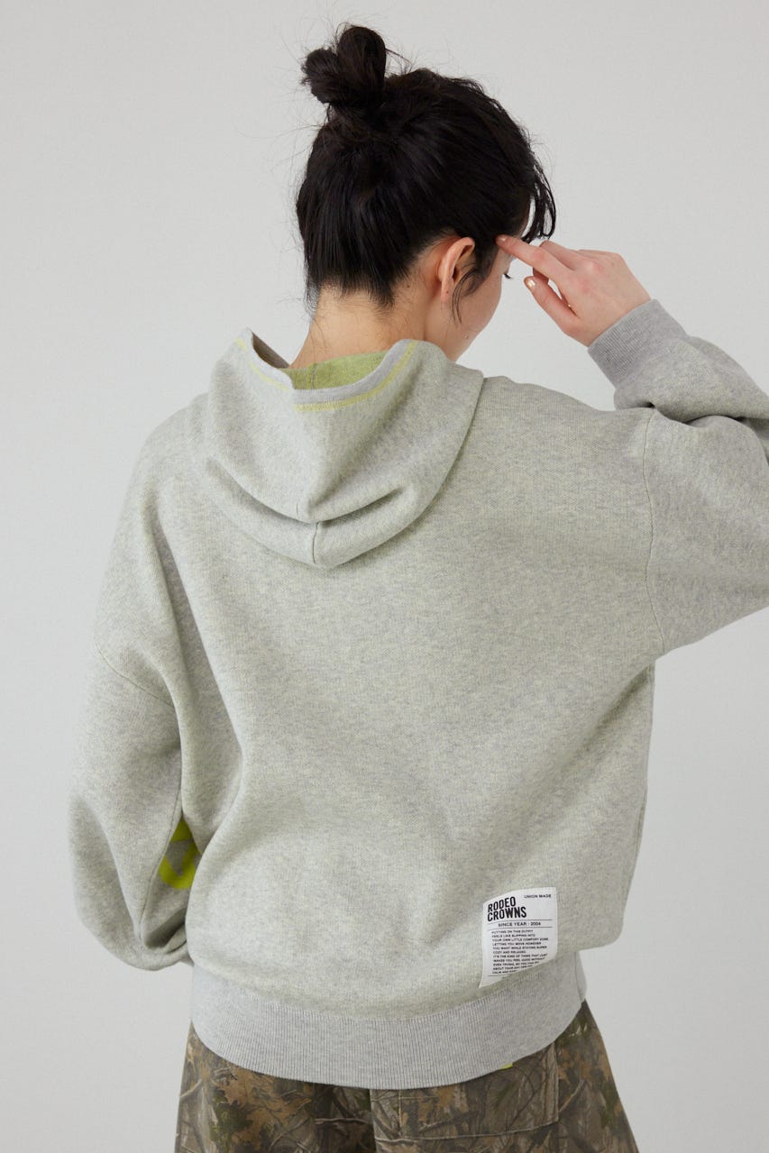 スウェットライクフロントロゴニットフーディー L/T.GRY FREE