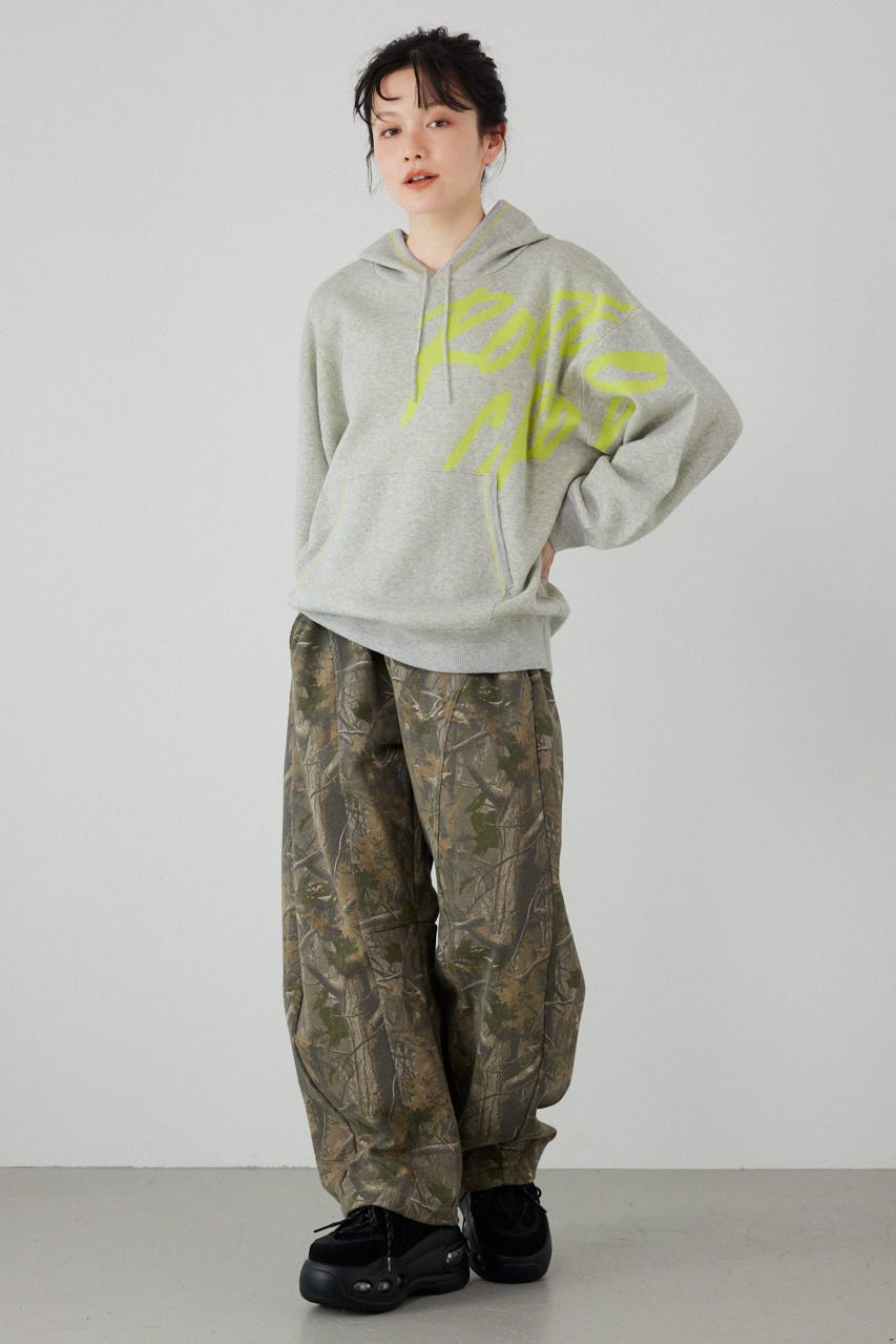 スウェットライクフロントロゴニットフーディー L/T.GRY FREE