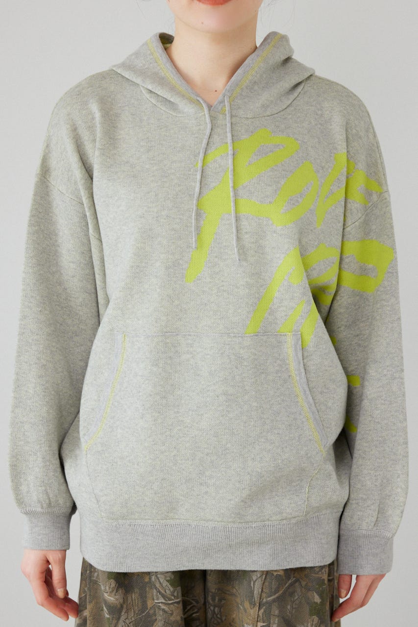 スウェットライクフロントロゴニットフーディー L/T.GRY FREE