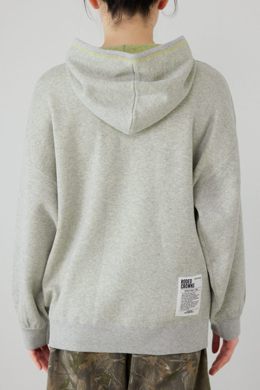 スウェットライクフロントロゴニットフーディー L/T.GRY FREE