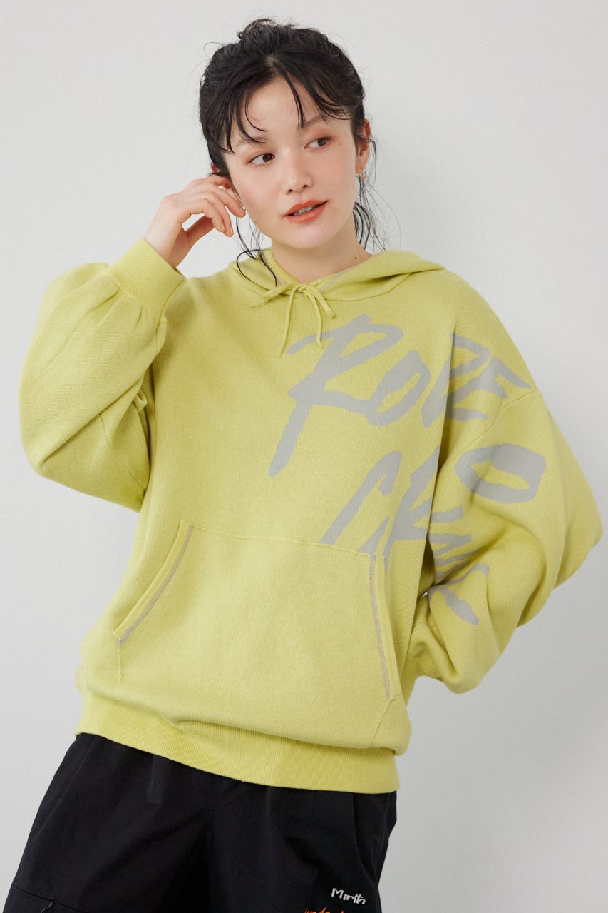スウェットライクフロントロゴニットフーディー L/YEL FREE