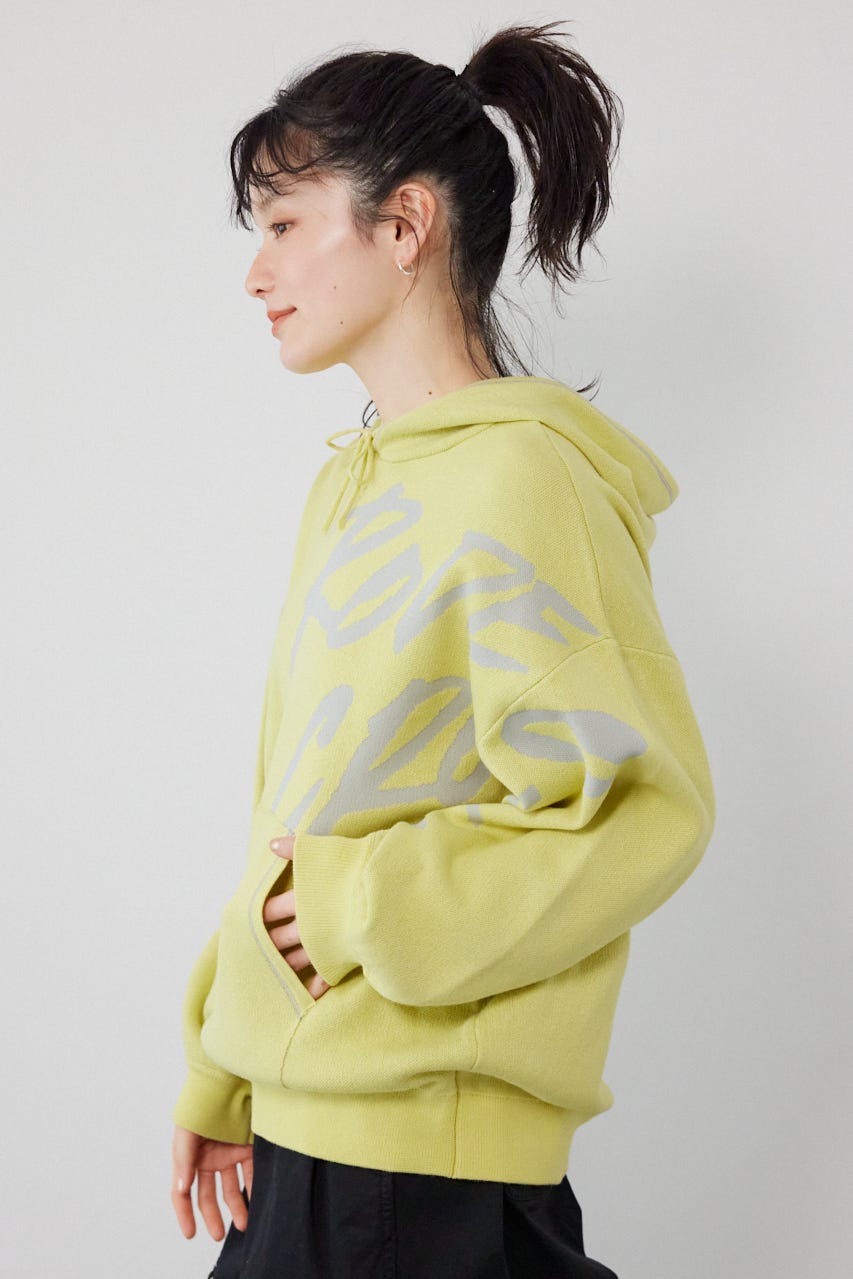 スウェットライクフロントロゴニットフーディー L/YEL FREE