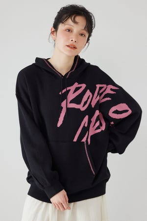 スウェットライクフロントロゴニットフーディー