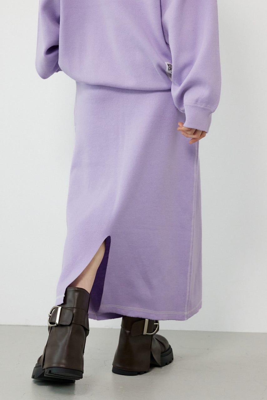 スウェットライクサイドステッチニットスカート L/PUR FREE