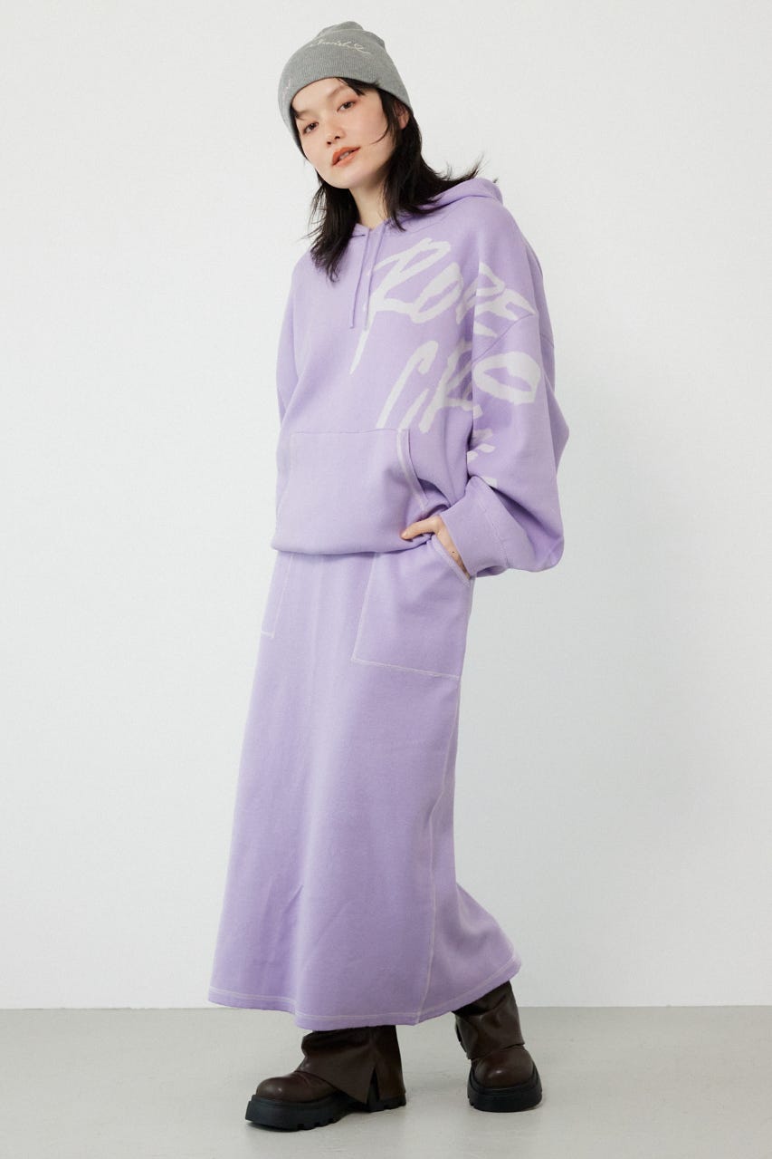 スウェットライクサイドステッチニットスカート L/PUR FREE