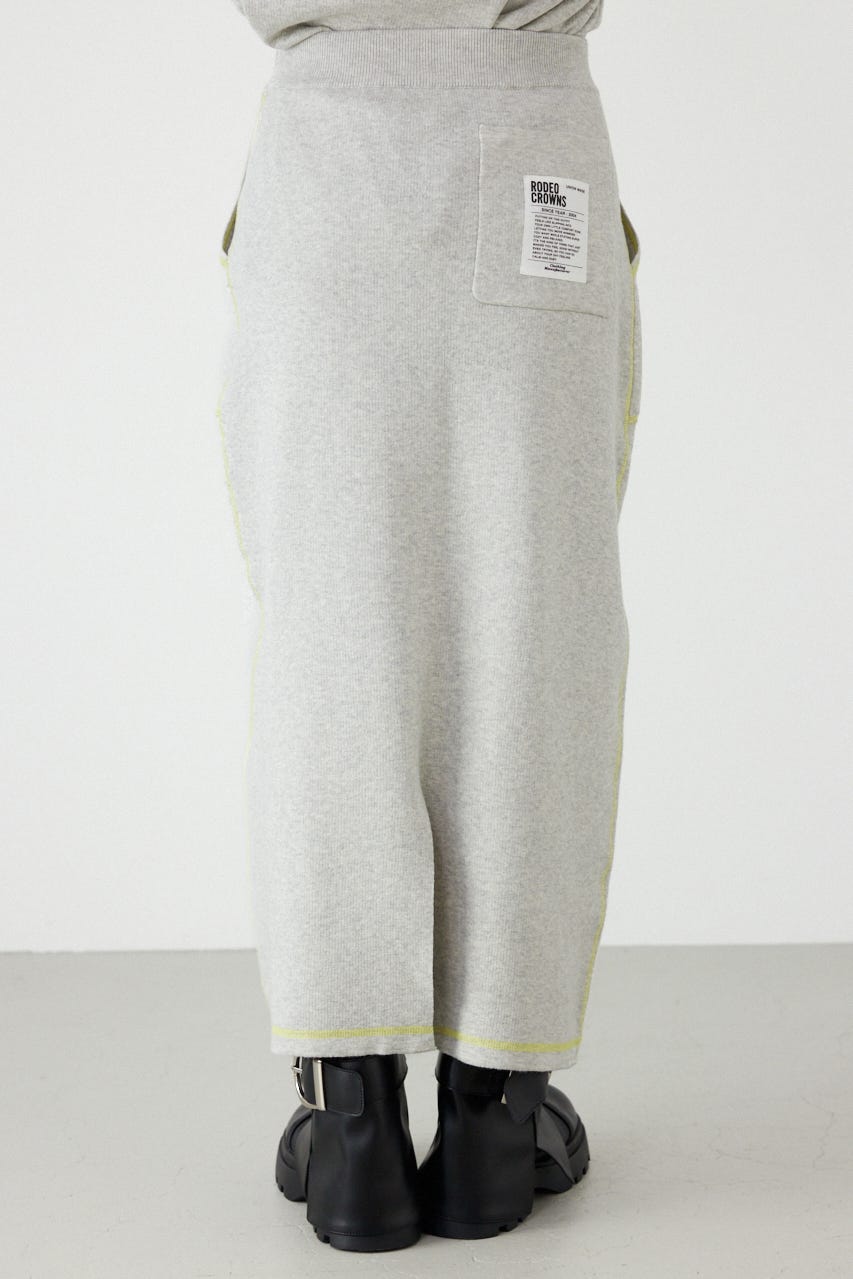 スウェットライクサイドステッチニットスカート L/T.GRY FREE