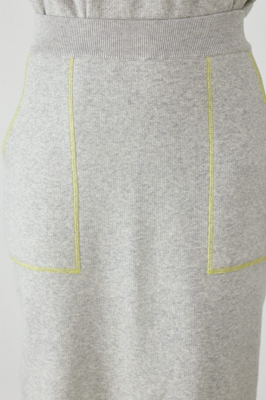 スウェットライクサイドステッチニットスカート L/T.GRY FREE