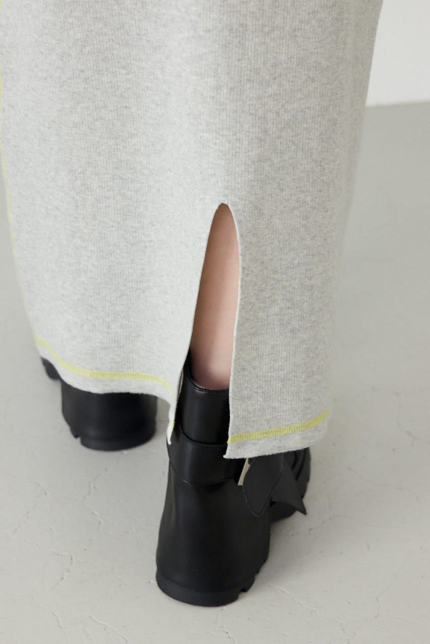 スウェットライクサイドステッチニットスカート L/T.GRY FREE